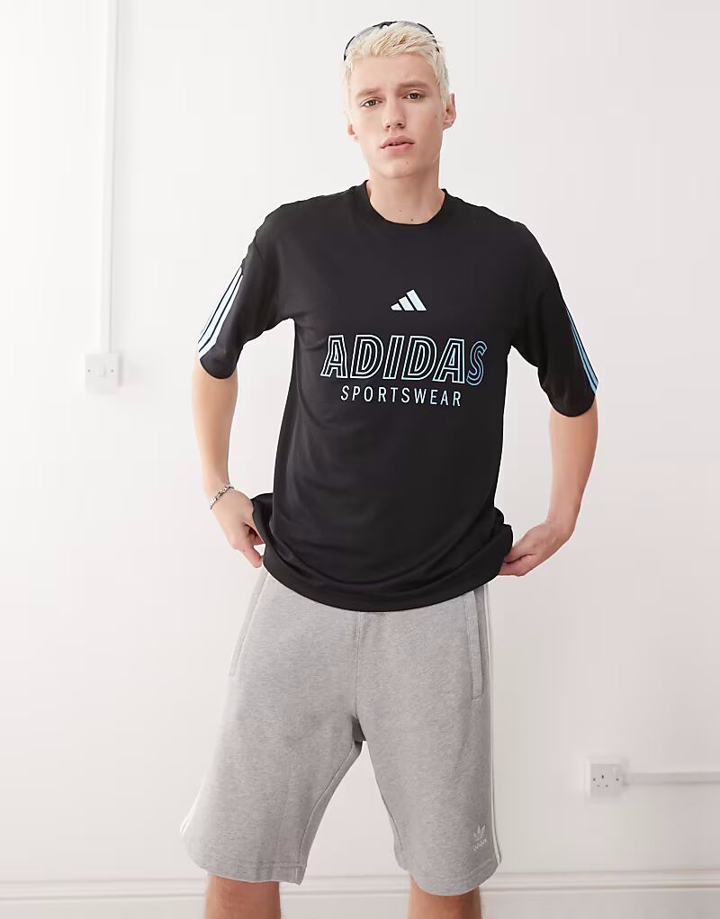 

Футболка Adidas Football Tiro джерси черного и синего цвета Adidas Performance