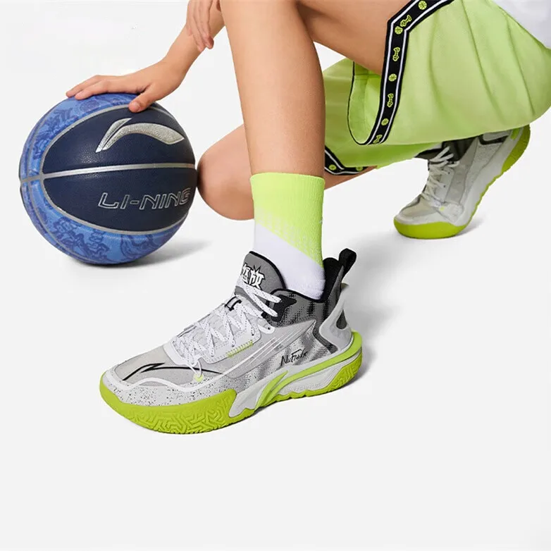 YOUNG Детские баскетбольные кроссовки Li-Ning YOUNG из искусственной кожи, низкие, серые — фото 3