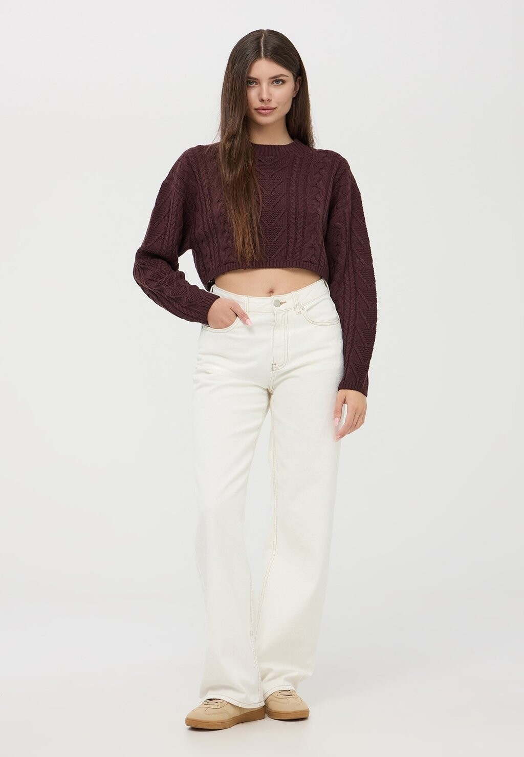 

Свитер CROP INTRECCIATA Terranova, Бургундия