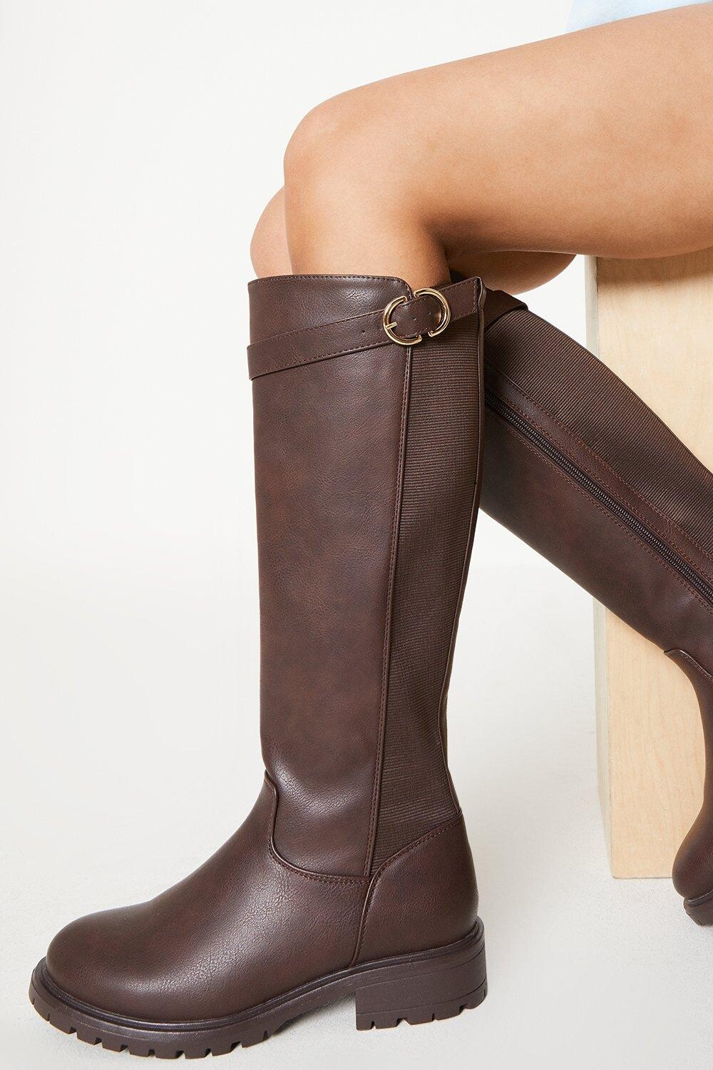 

Повседневные сапоги до колена широкого кроя Kara Dorothy Perkins, коричневый