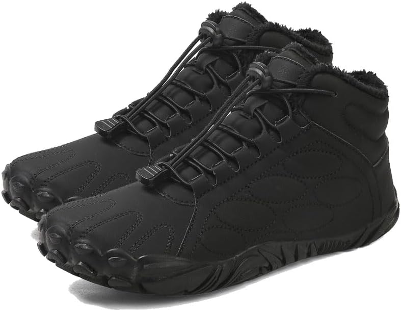 

Мужские зимние походные ботинки, теплые с нулевым перепадом, снежные ботинки, обувь без шнурков, широкие водонепроницаемые походные босоножки Odipon, черный