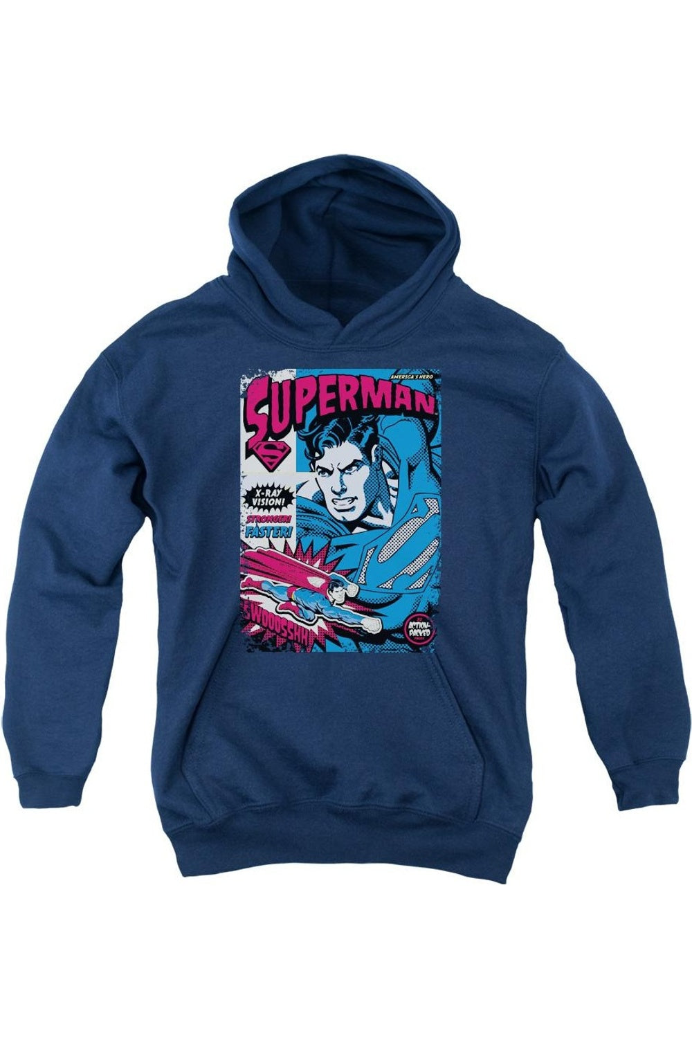 

Молодежная худи Superman с принтом Gildan, темно-синий
