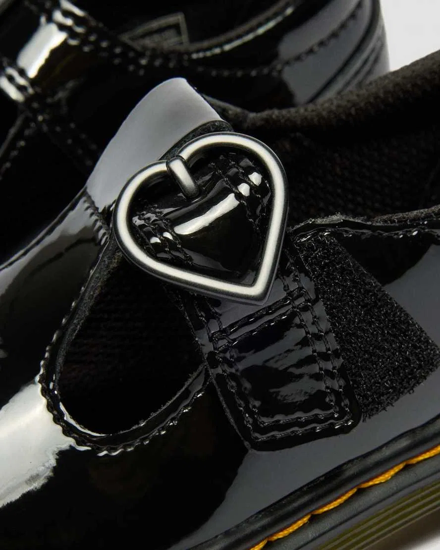 Детские лакированные туфли Polly II с сердечком Dr Martens, черный — фото 3