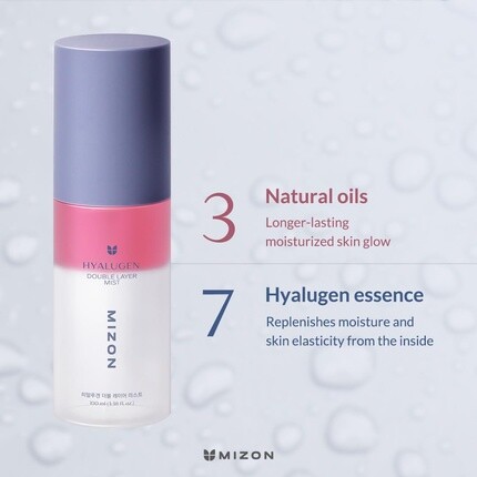 MIZON Hyalugen Double Layer Mist с гиалуроновой кислотой и морским коллагеном, аденозином, ниацинамидом, увлажняющий, придающий мгновенное сияние, против старения, 3,38 унции — фото 3