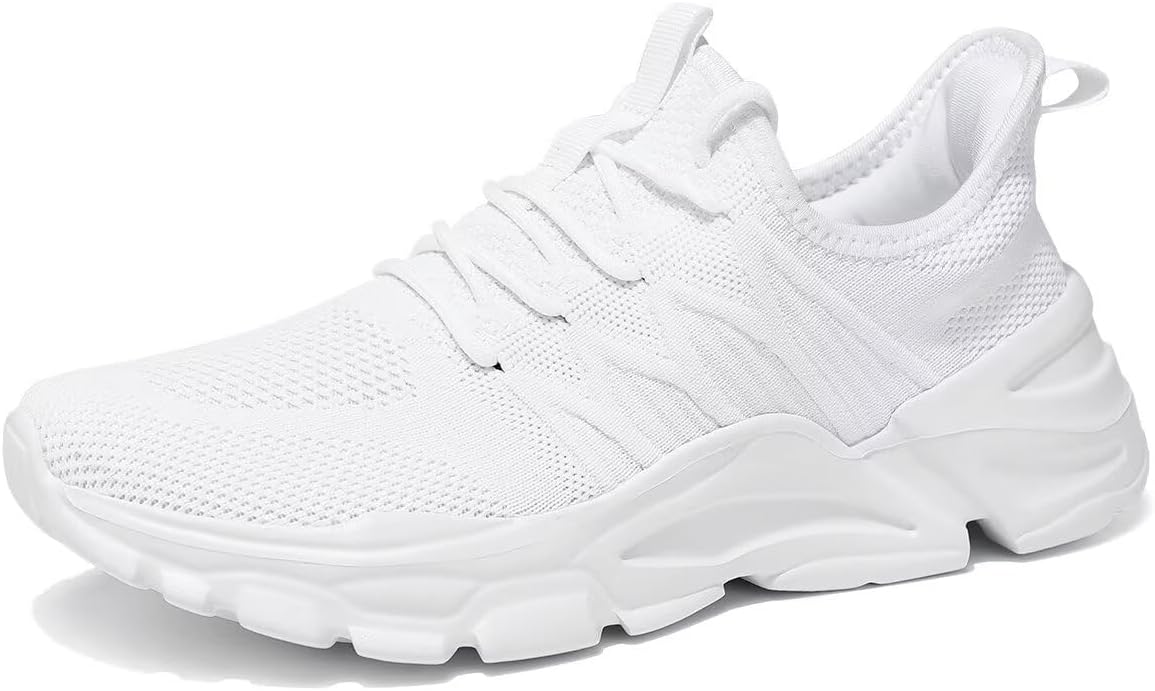 

Мужские кроссовки для бега, нескользящие, дышащие, легкие модные кроссовки, спортивная обувь с противоскользящей подошвой для ходьбы, тренировок и работы Srenket, белый