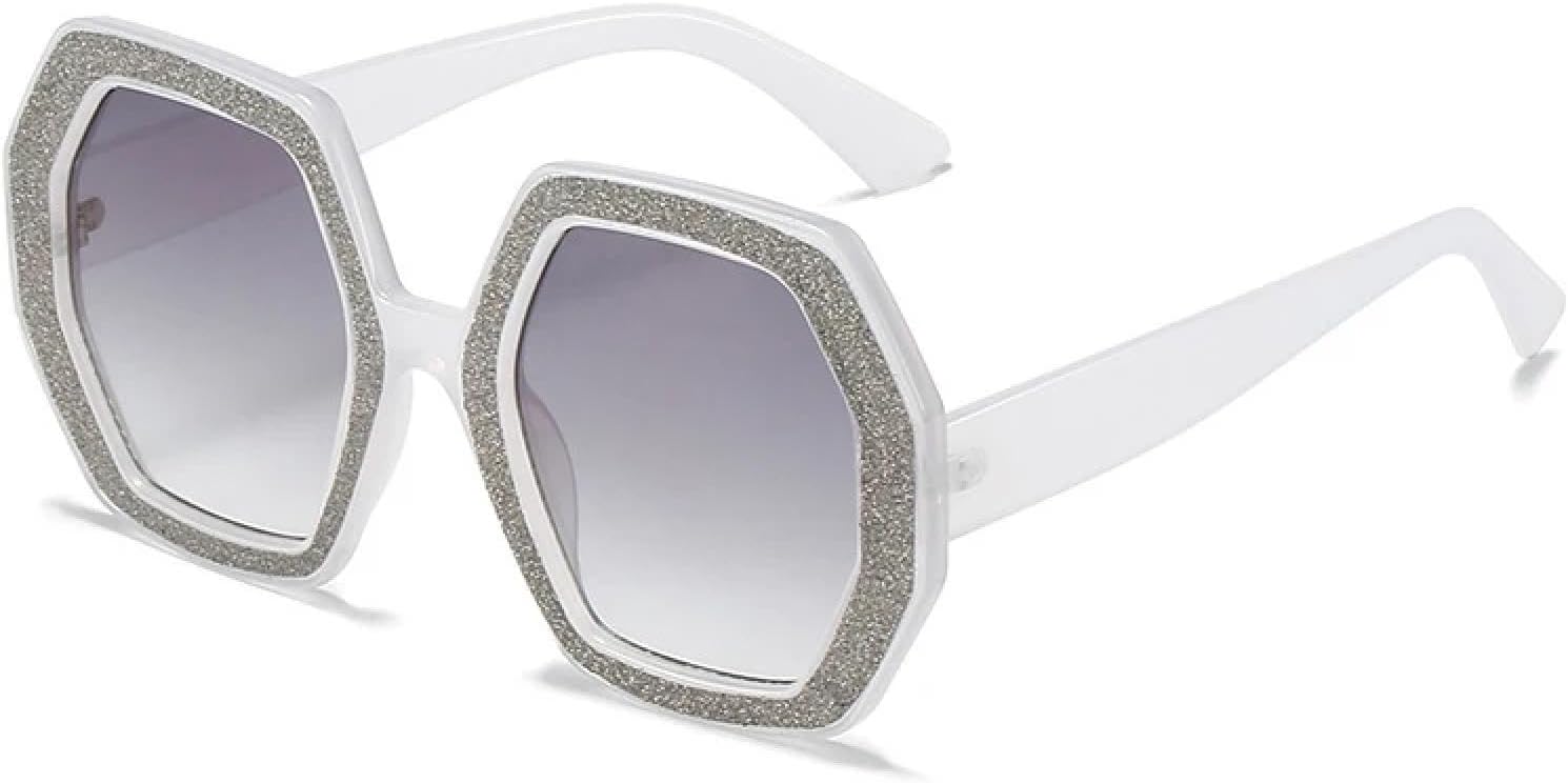 

Модные солнцезащитные очки неправильной формы для женщин и мужчин, с многоугольной оправой и бриллиантами, для путешествий и вождения, с защитой от УФ-излучения UV400 TKKTLLT, Clear Gradient Gray