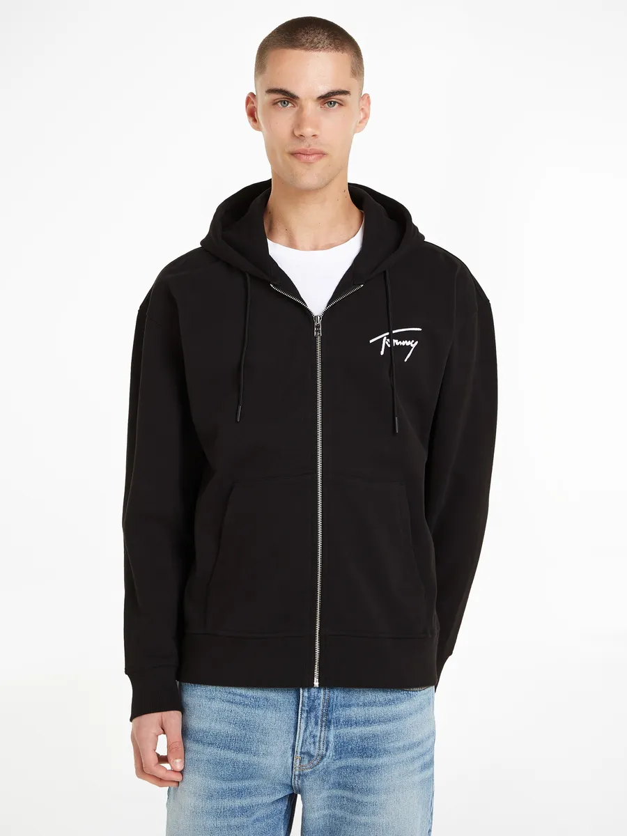 

Толстовка Tommy Jeans "TJM RLX SIGNATURE ZIP-THRU EXT", со шнурком, черный