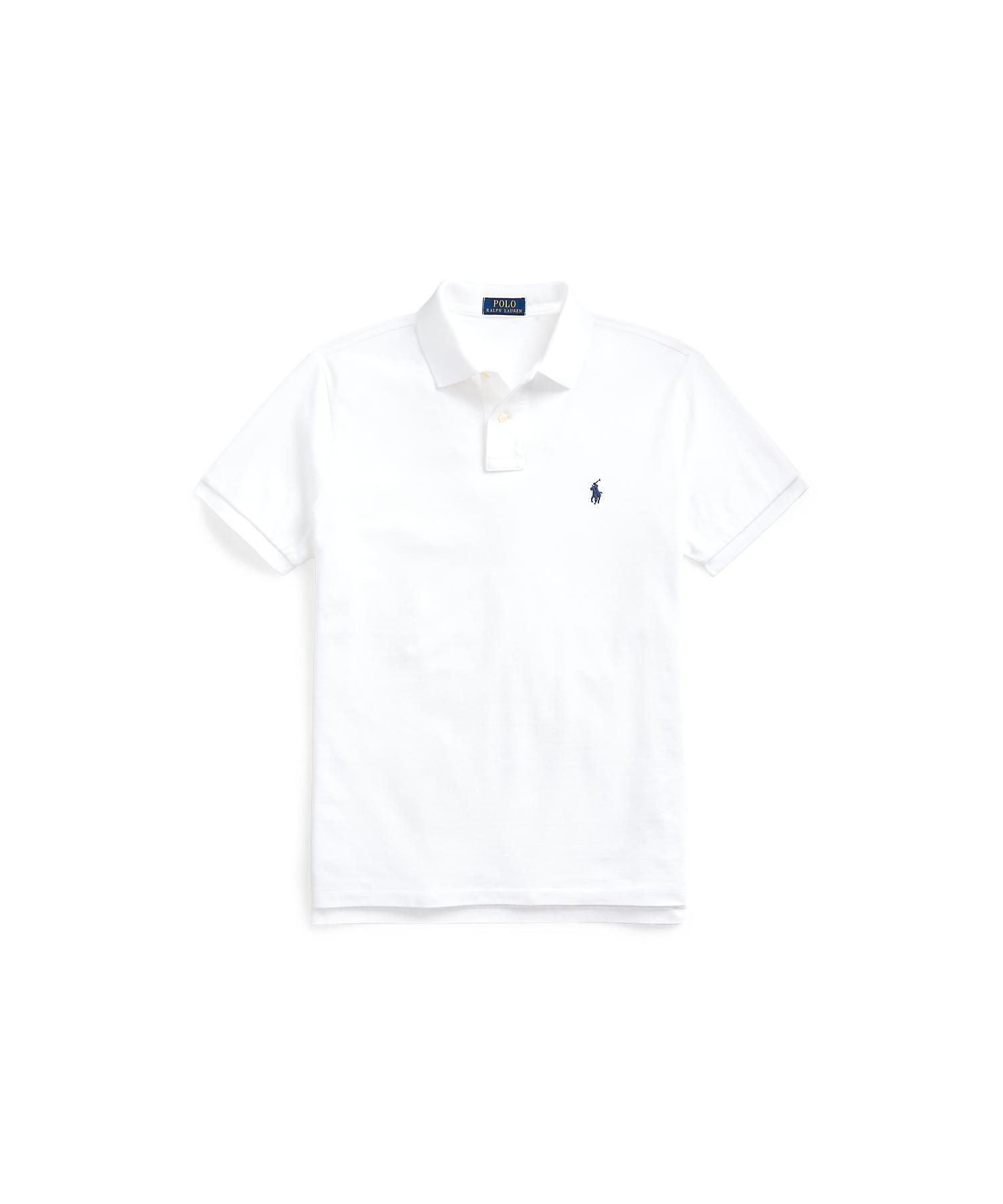 Поло-рубашка из сетчатой ткани приталенного кроя, сшитая. Polo Ralph Lauren, 100 White — фото 2