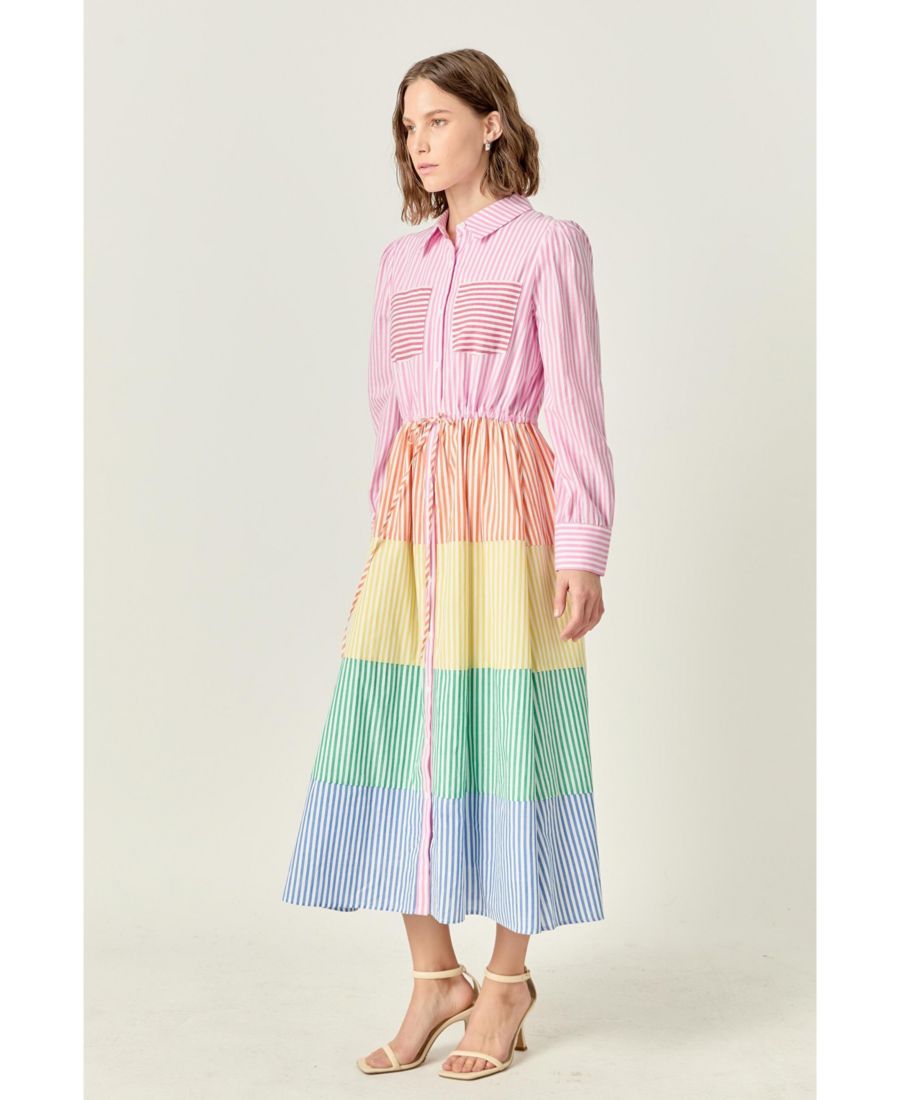 

Женское платье-рубашка миди с цветовыми блоками English Factory, Multi