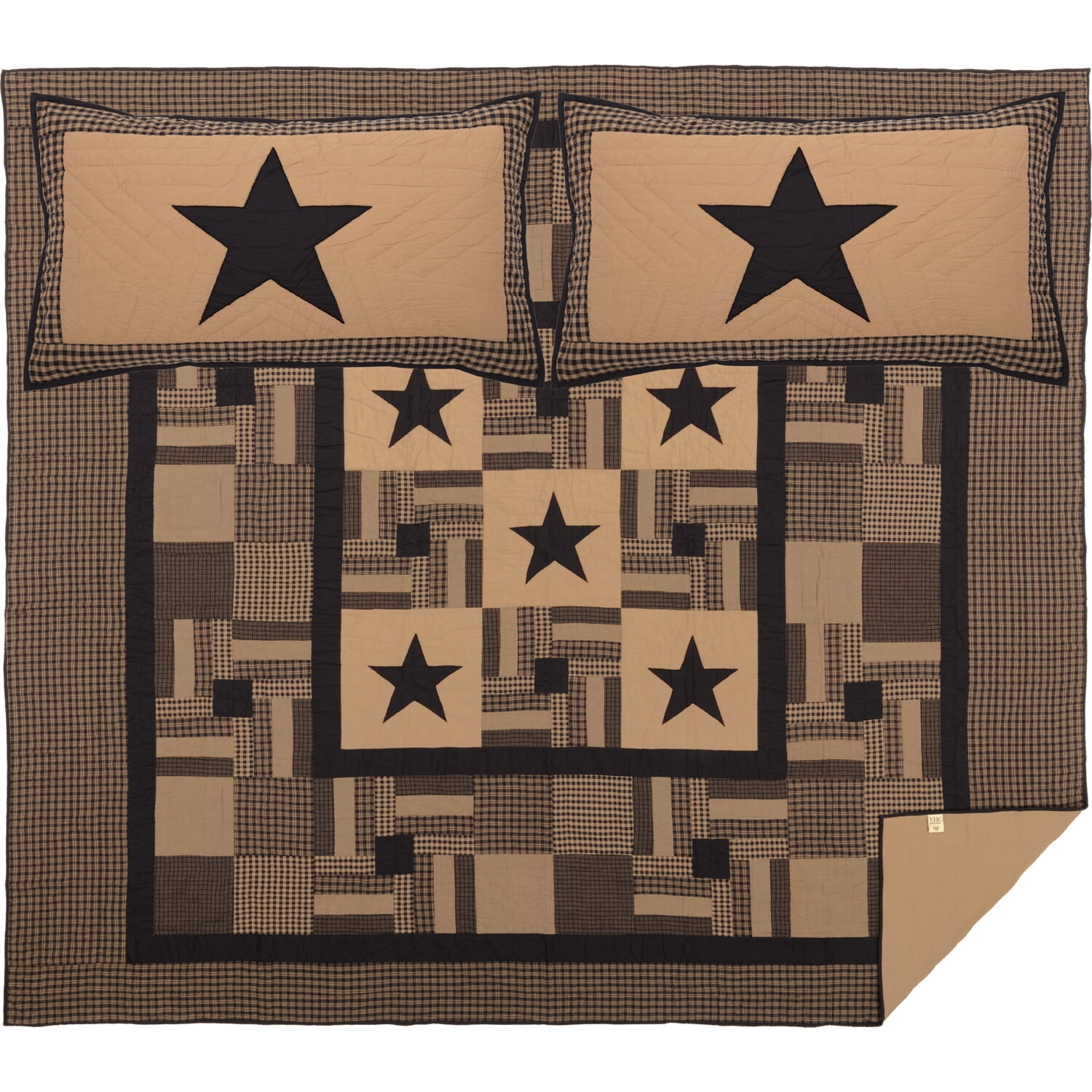 

Комплект постельного белья VHC Brand Black Check Star California King, черный