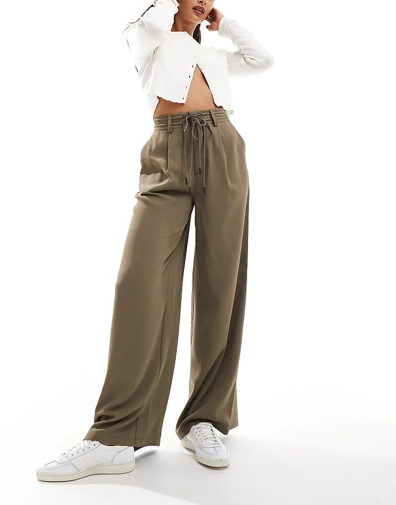 

Брюки цвета хаки с завязкой на талии ASOS DESIGN