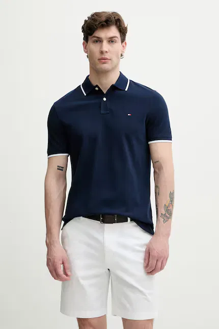 Поло хлопковое свободный крой Tommy Hilfiger, синий