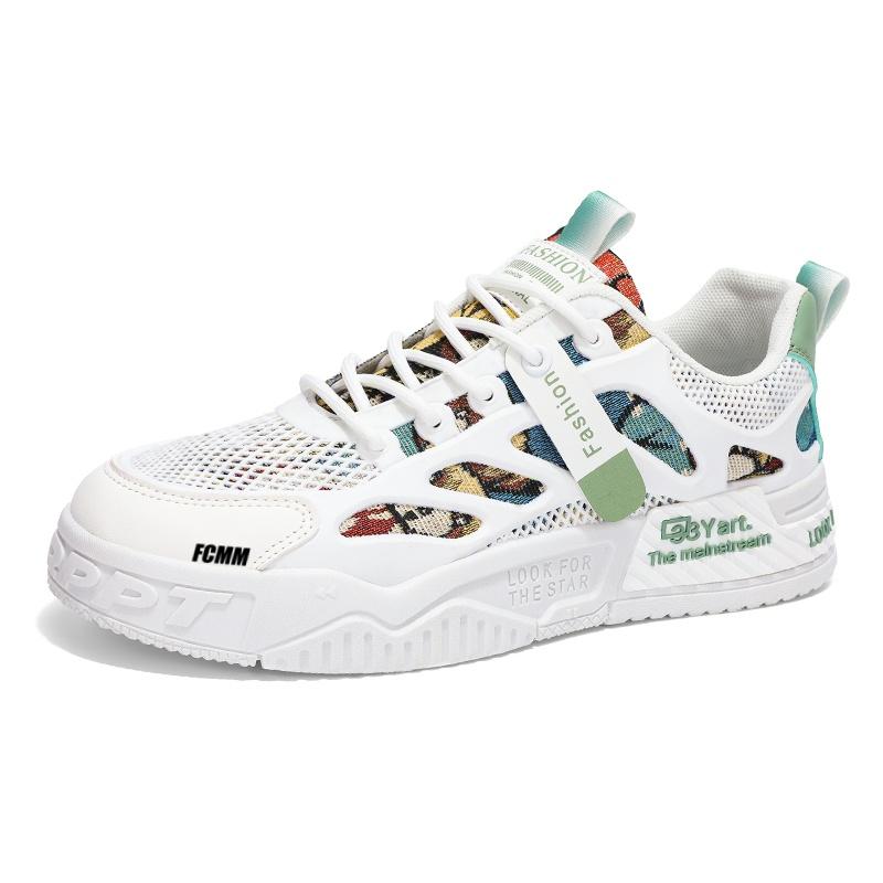 

Нескользящие износостойкие низкие повседневные кроссовки для детей FCMM, белый/зеленый