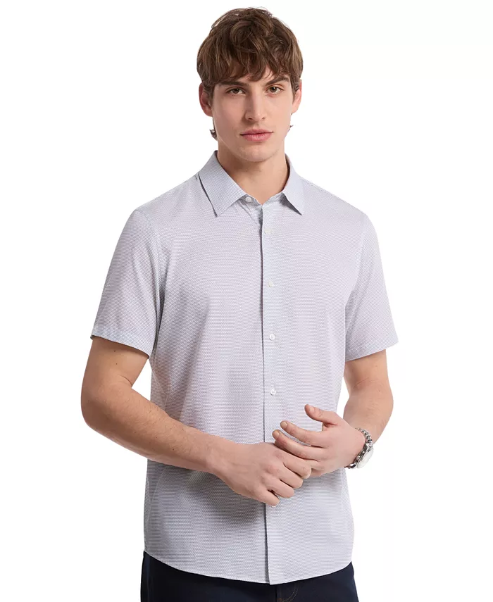 

Мужская рубашка с коротким рукавом и принтом мини-бабочек на пуговицах Michael Kors, белый