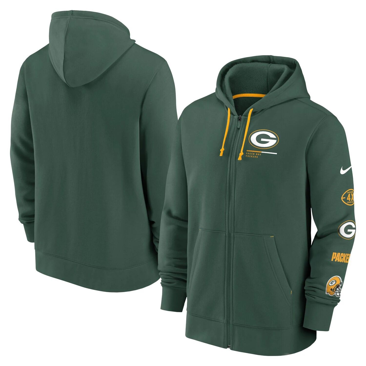 

Мужская худи с молнией во всю длину Nike Green Green Bay Packers Surrey