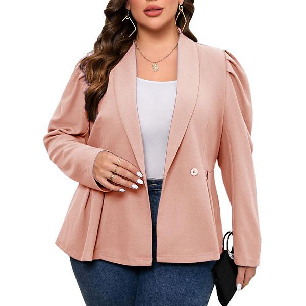 

Женский блейзер plus size с длинным рукавом и шальным лацканом Maxxis Merch, Pink