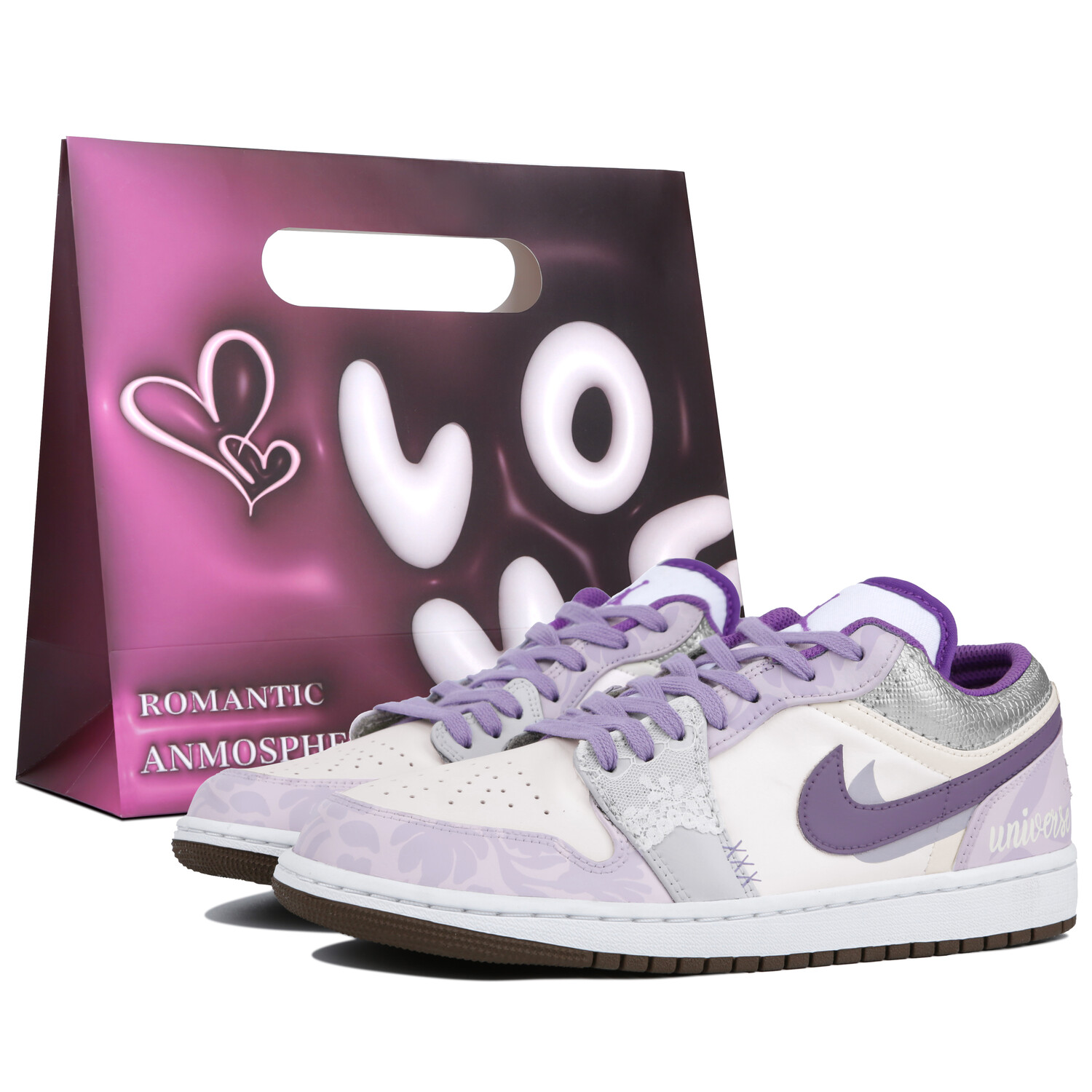 

Кроссовки Air Jordan 1 Vintage Basketball Shoes Men Low-top White/purple, фиолетовый