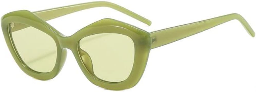 

Солнцезащитные очки необычной многоугольной формы для женщин, ретро-очки с гладкими дужками, мужские солнцезащитные очки с защитой от УФ-излучения (желево-зеленый) Weloveushop, Green