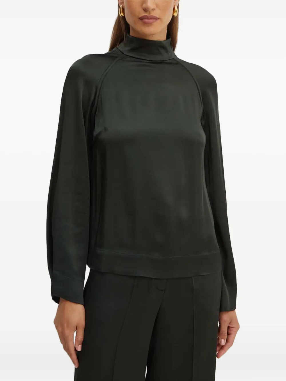 

Блузка с высоким воротником и рукавами реглан Liviana Conti, черный