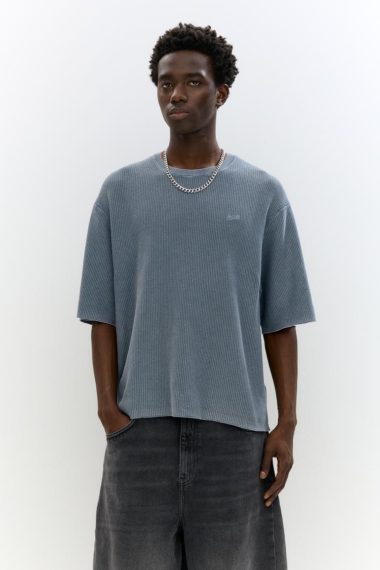 

Футболка Stwd с вафельной вязкой Pull And Bear, индиго