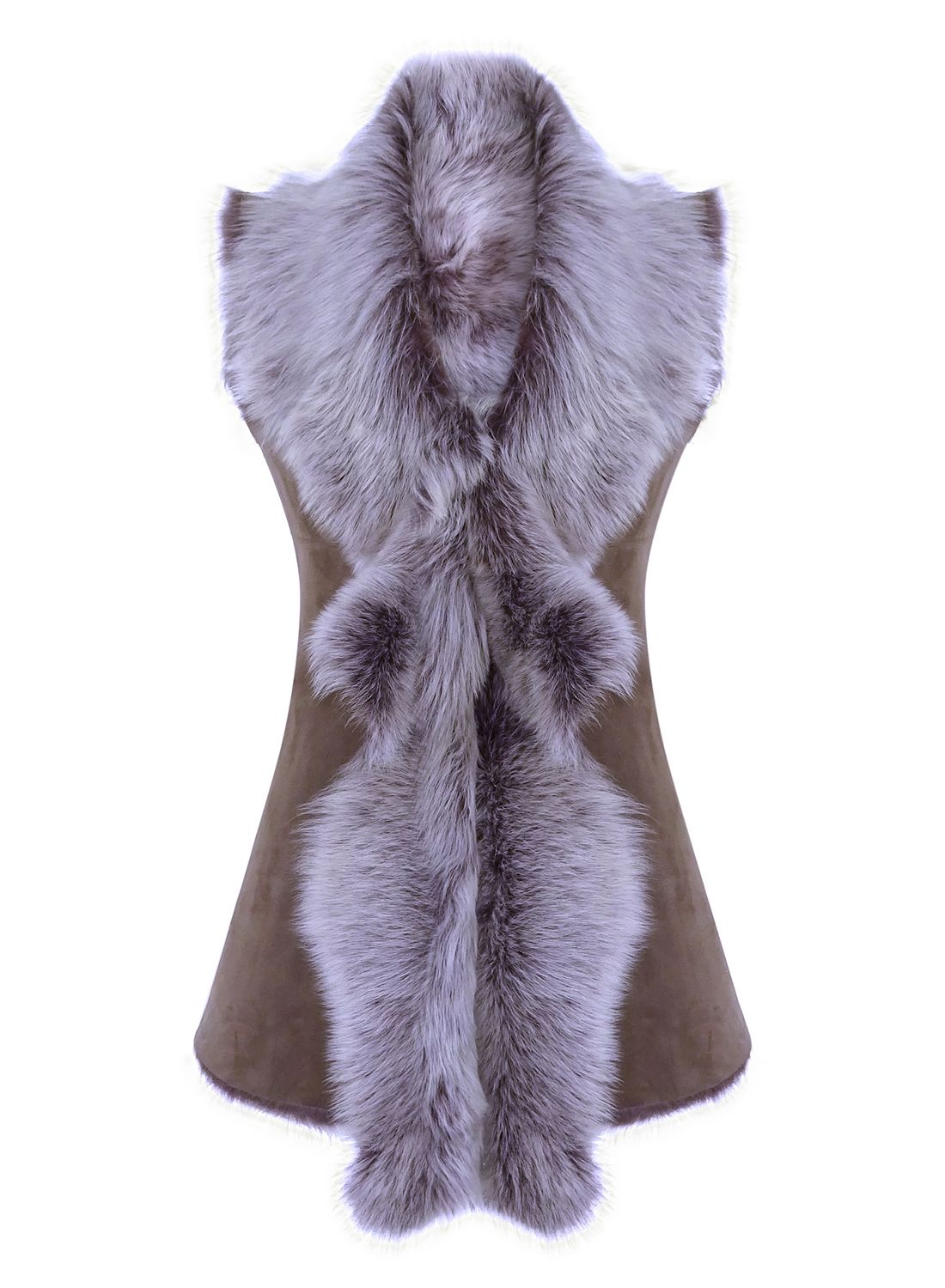 

Длинный жилет из овчины цвета коричневого меха TruClothing