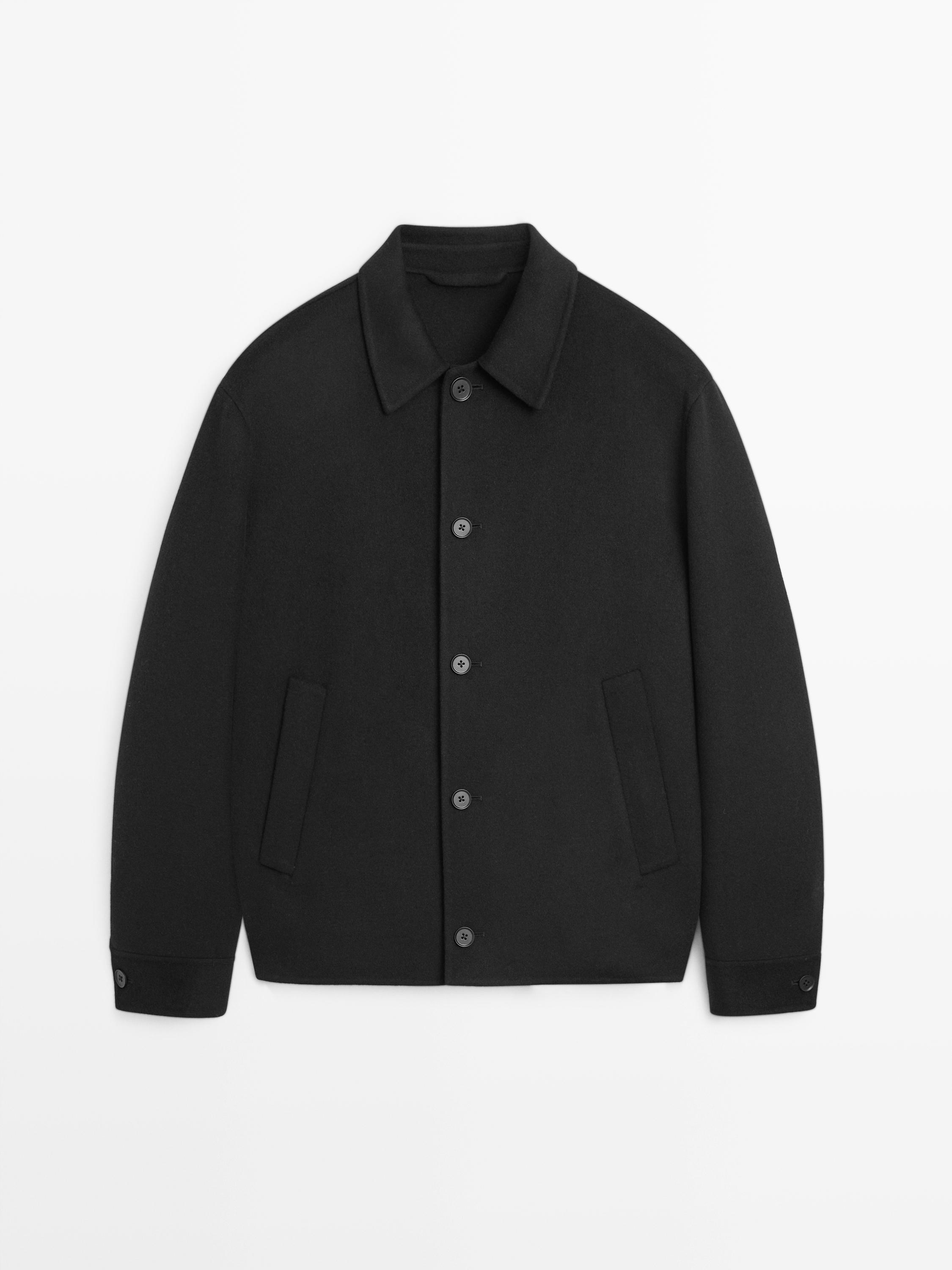 Короткая куртка-рубашка из смесовой шерсти Massimo Dutti, black — фото 2