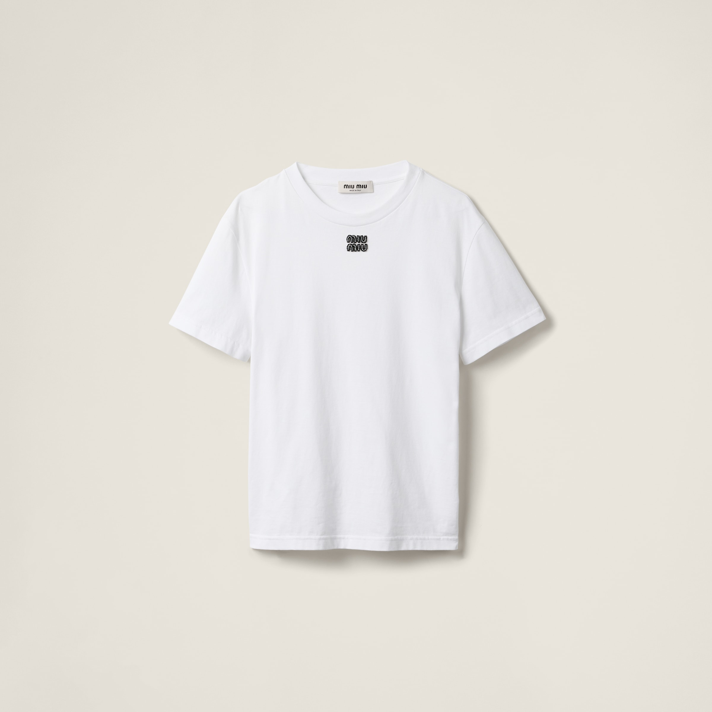 

Футболка из хлопкового трикотажа MIU MIU, белый