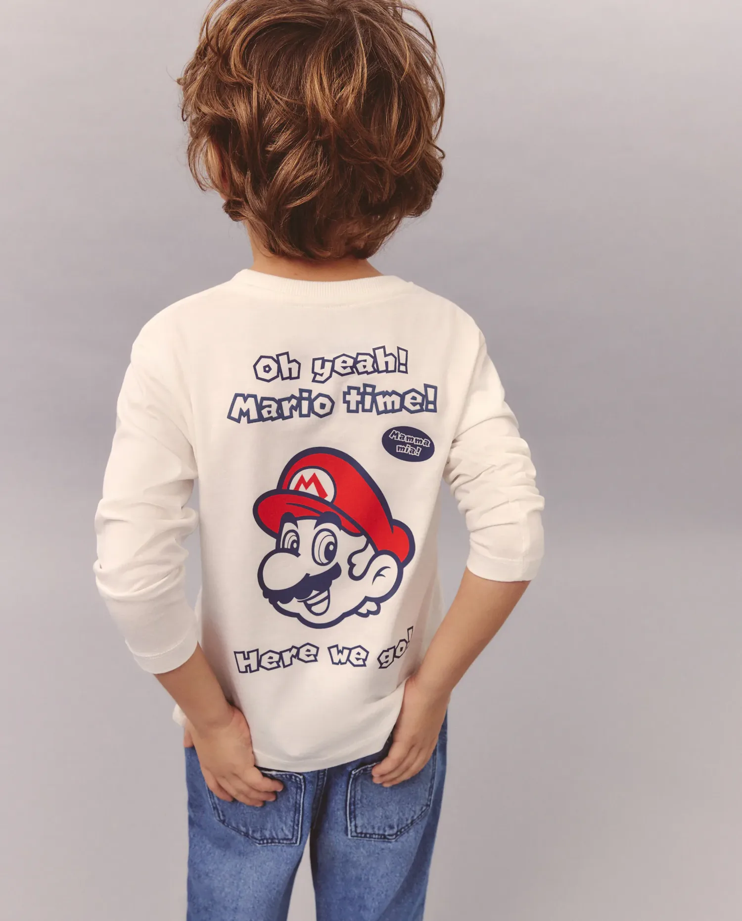 Детская длинная футболка с лицензией MARIO BROSS Kids El Corte Inglés, белый — фото 3