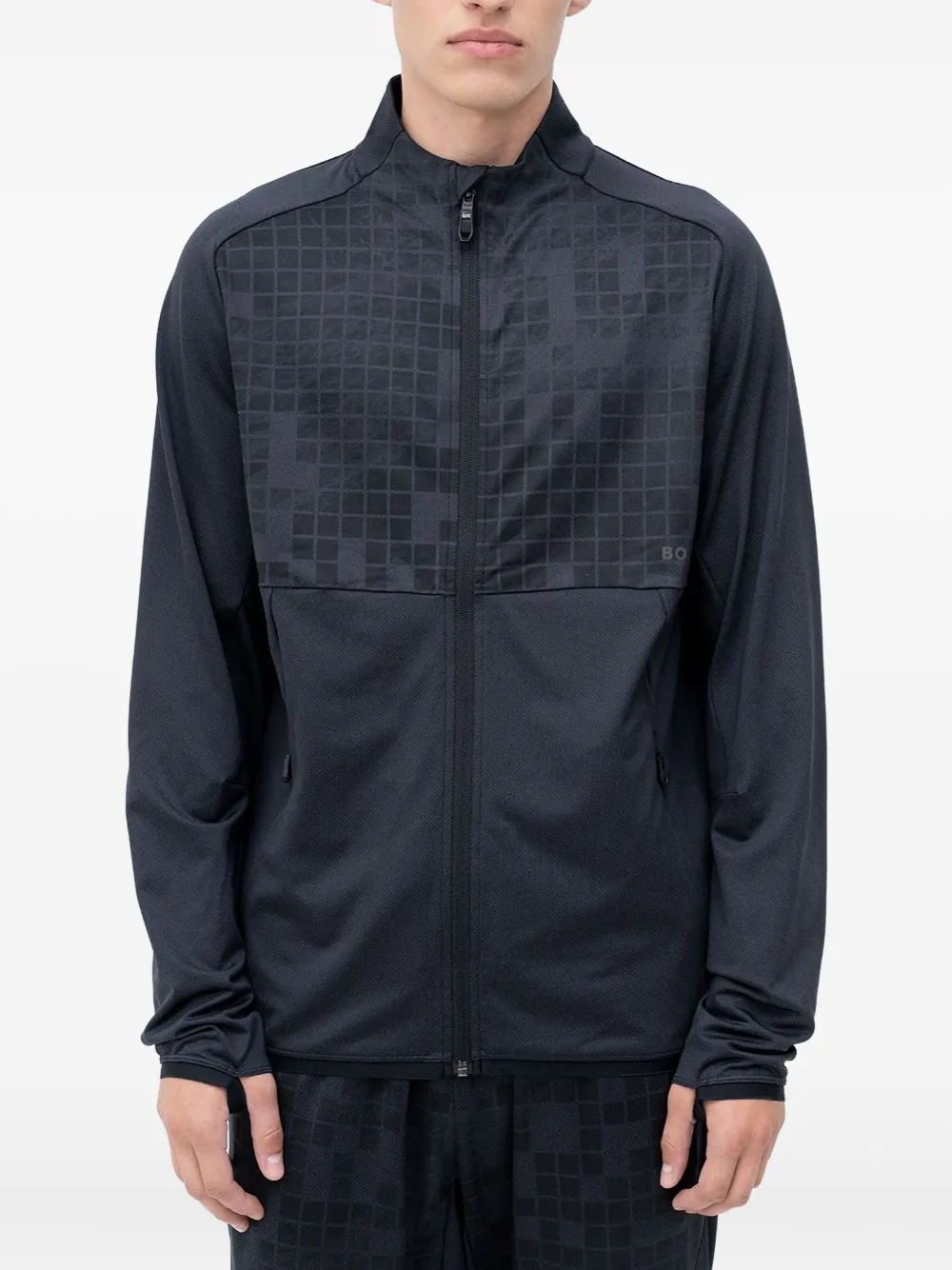 

Свитер на молнии с узором "сетка" Boss, синий