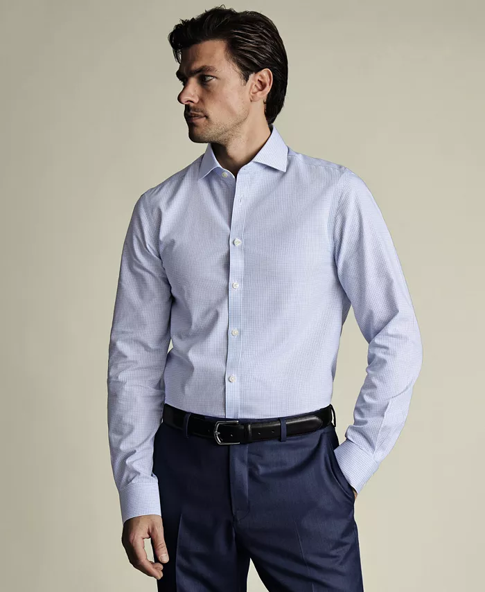 

Мужская клетчатая рубашка, не требующая глажки Charles Tyrwhitt, синий