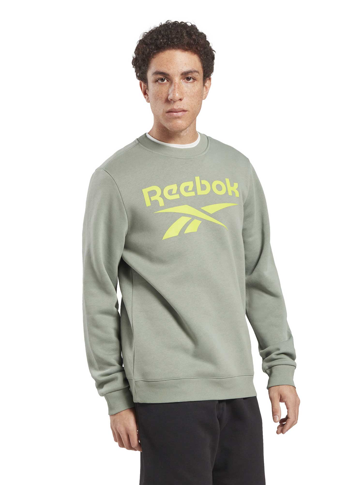 

Блуза Reebok Identity Fleece Stacked Logo Crew, зеленый