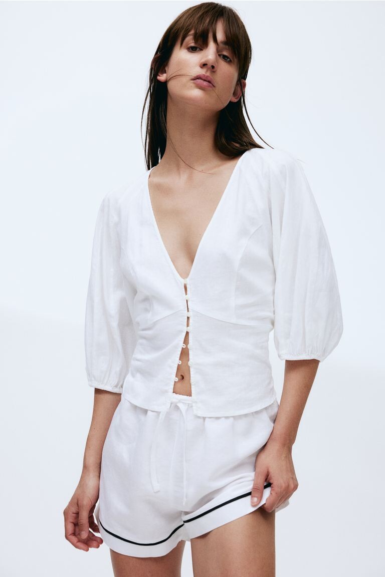 

Блузка из смеси льна H&M, белый