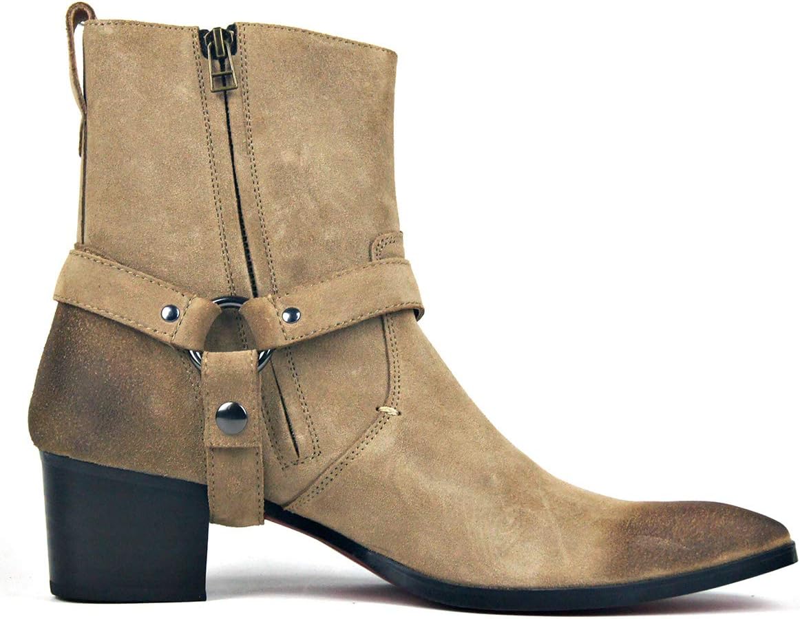 

Мужские дизайнерские кожаные ботинки OSSTONE Chelsea, повседневные ботинки с каблуком на молнии OS-JY002-US, бежевый