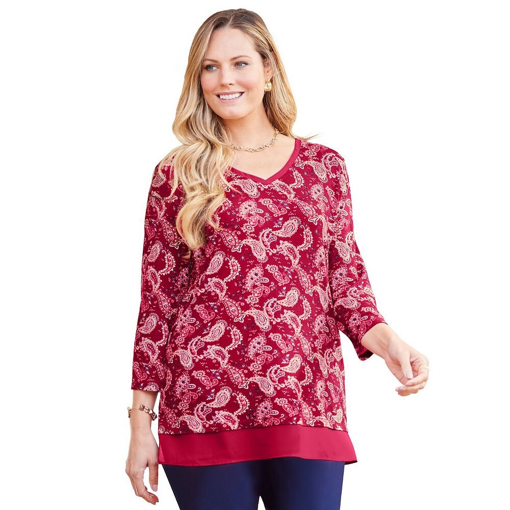 

Женский топ размера плюс Liz&me DuetCatherines, цвет Classic Red Paisley