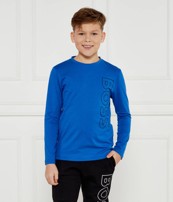 

Лонгслив детский Boss Kidswear хлопковый с принтом, синий