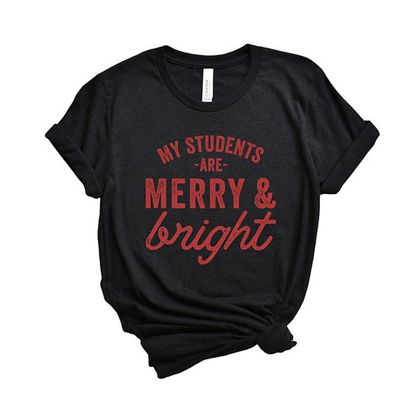 

Футболка с принтом My students are merry and bright Simply Sage Market, Black, Черный, Футболка с принтом My students are merry and bright Simply Sage Market, Black