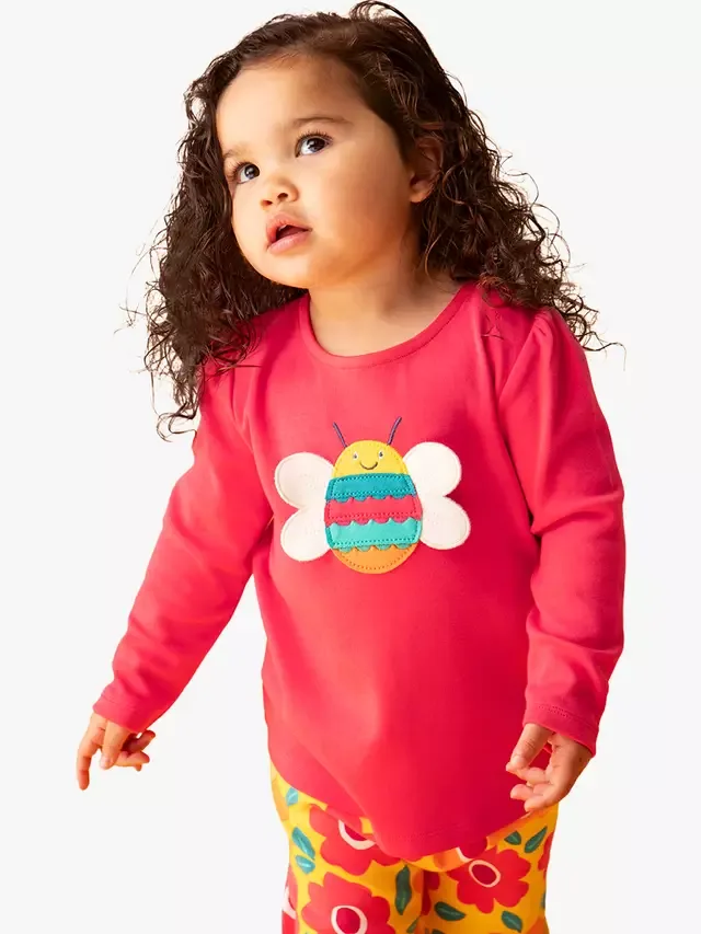 Детская хлопковая блузка Caris с аппликацией, цвет ревень/пчела Frugi — фото 2