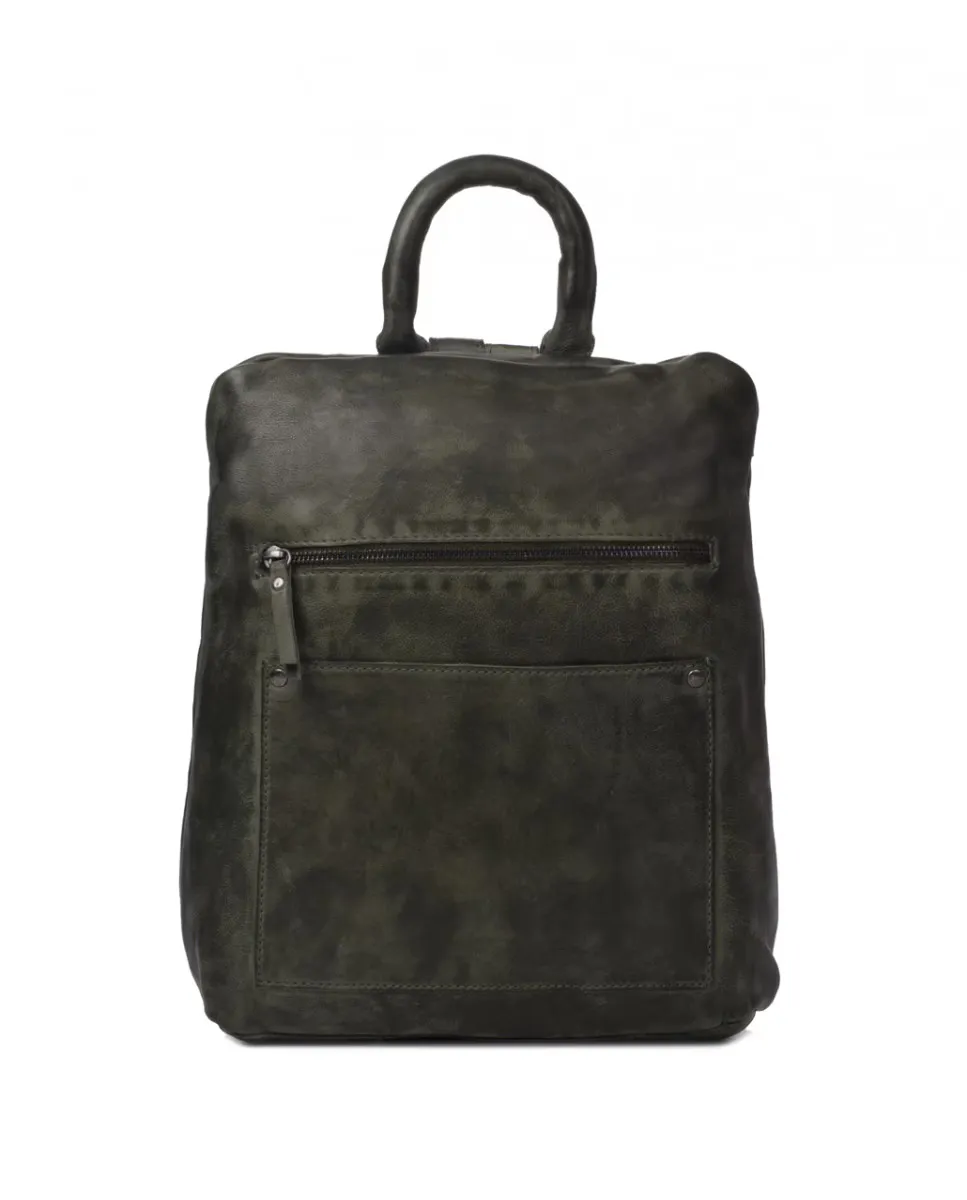 

Противокражный рюкзак из стираной кожи цвета хаки The Bagging Co, цвет Kaki