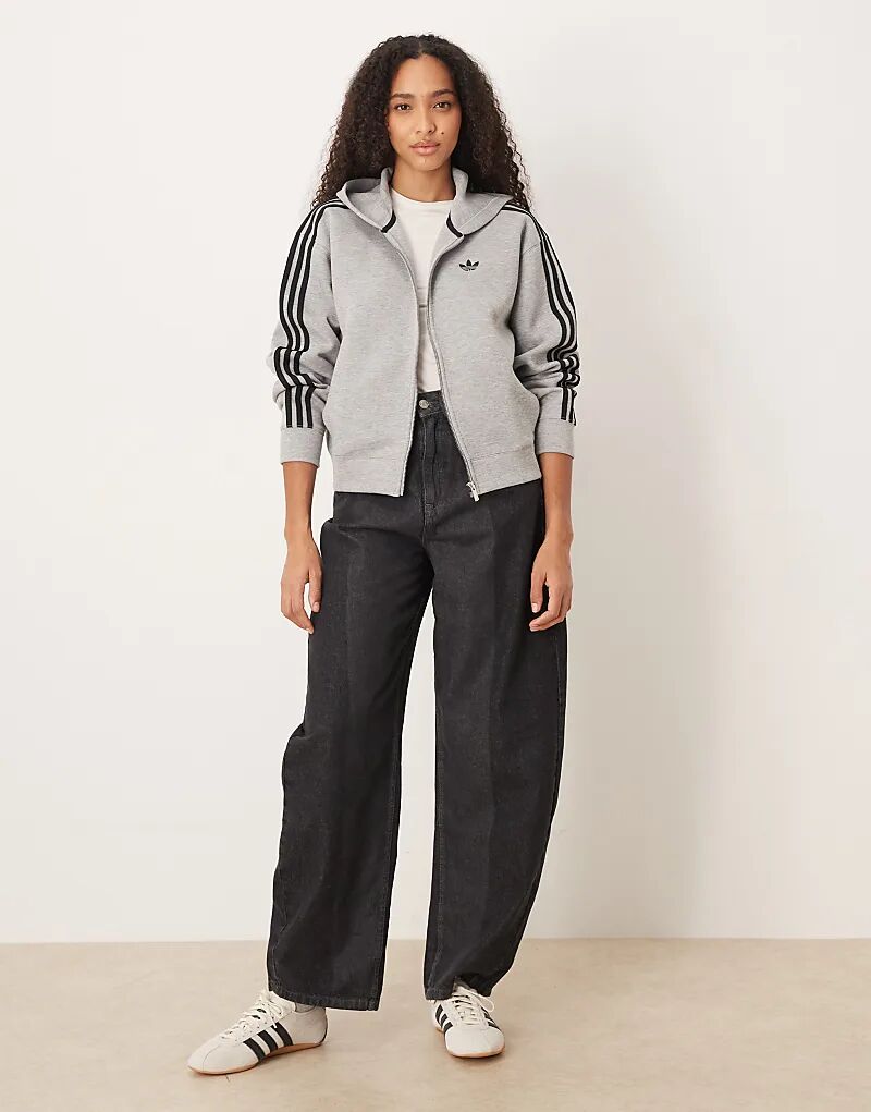 Толстовка Adidas Originals Spacer с застежкой-молнией серого цвета — фото 2