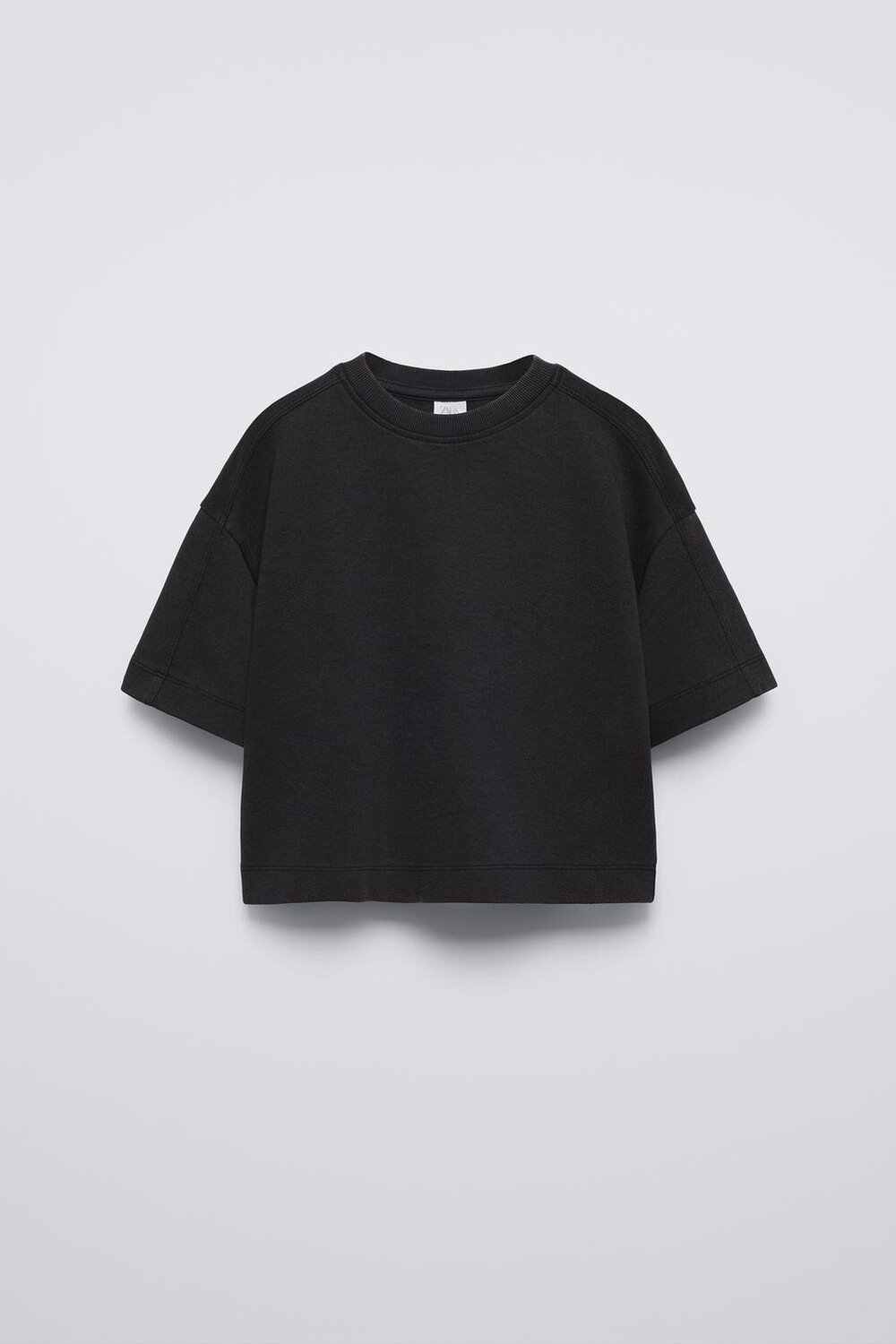 

Однотонная футболка Interlock ZARA, черный