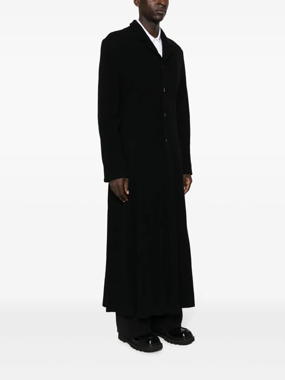 Однобортное пальто с заостренными лацканами Yohji Yamamoto, черный — фото 3
