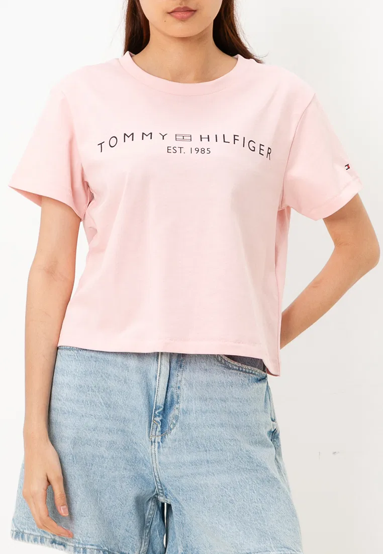 Футболка, с круглым вырезом и задним швом, Tommy Jeans Tommy Hilfiger, розовый