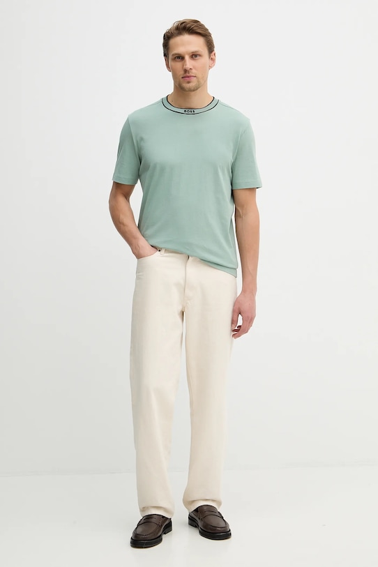 Хлопковая футболка tee 5 BOSS Green, бирюзовый — фото 2