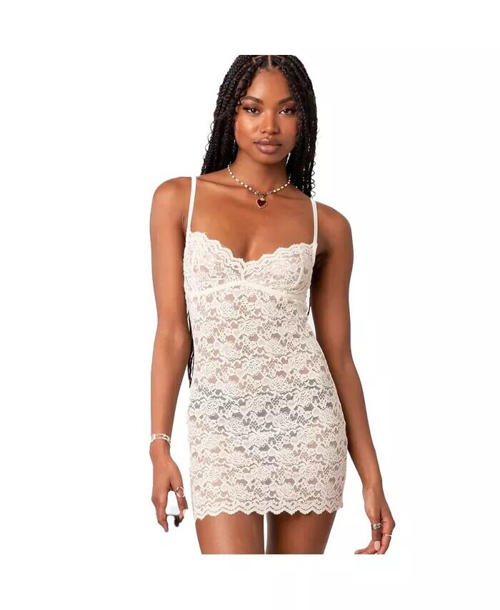 

Женское мини-платье Melia Sheer Lace Edikted, коричневый/бежевый