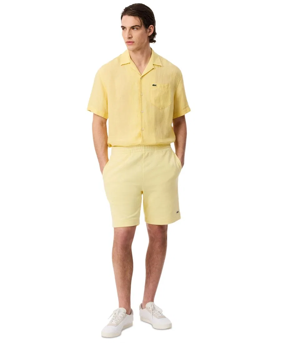 Мужские шорты прямого кроя на шнуровке Lacoste, желтый — фото 3