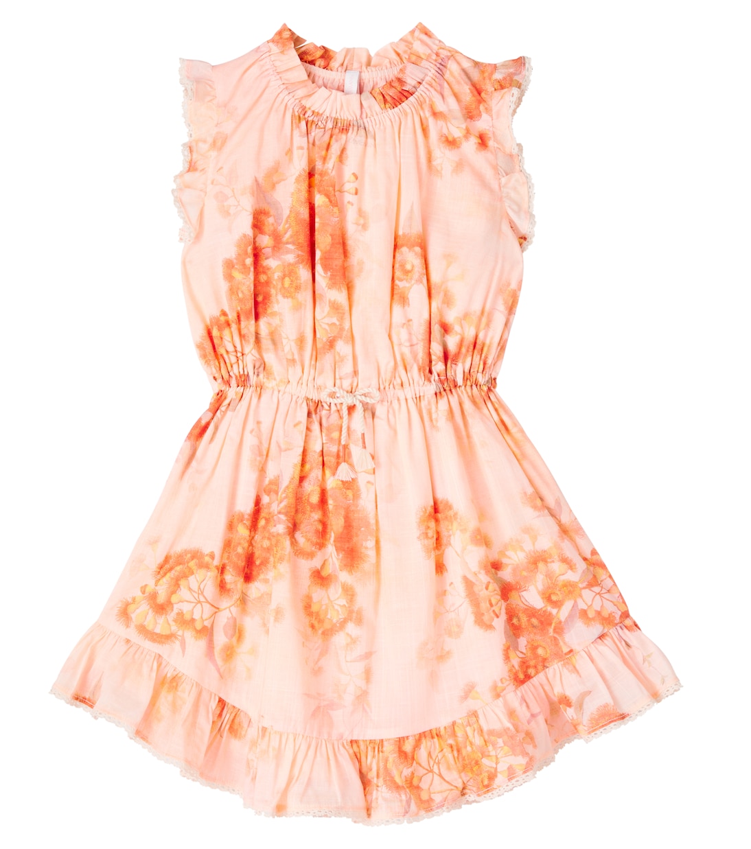 

Каскадский цветочный хлопковый сарафан Zimmermann Kids, Red Botanical Floral