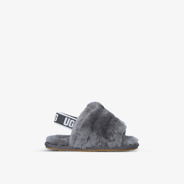 

Сандалии Fluff Yeah из овчины с логотипом и ремешком, 2–5 лет Ugg, серый
