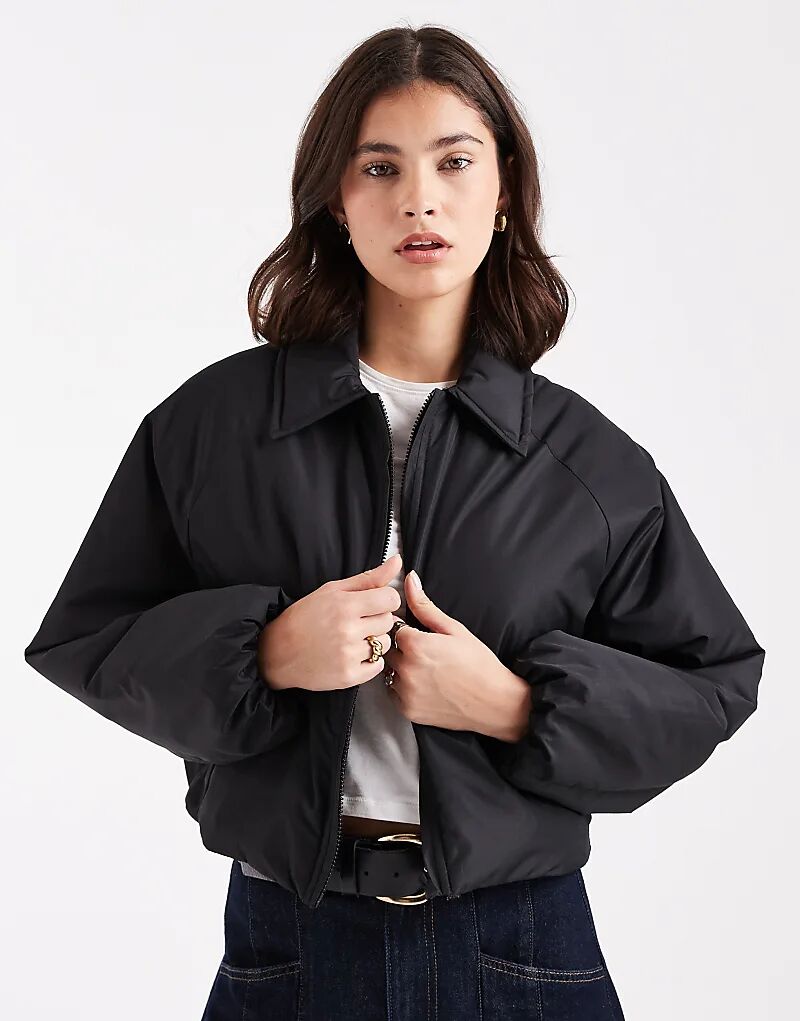 

Короткая утепленная куртка-бомбер Brave Soul с воротником черного цвета