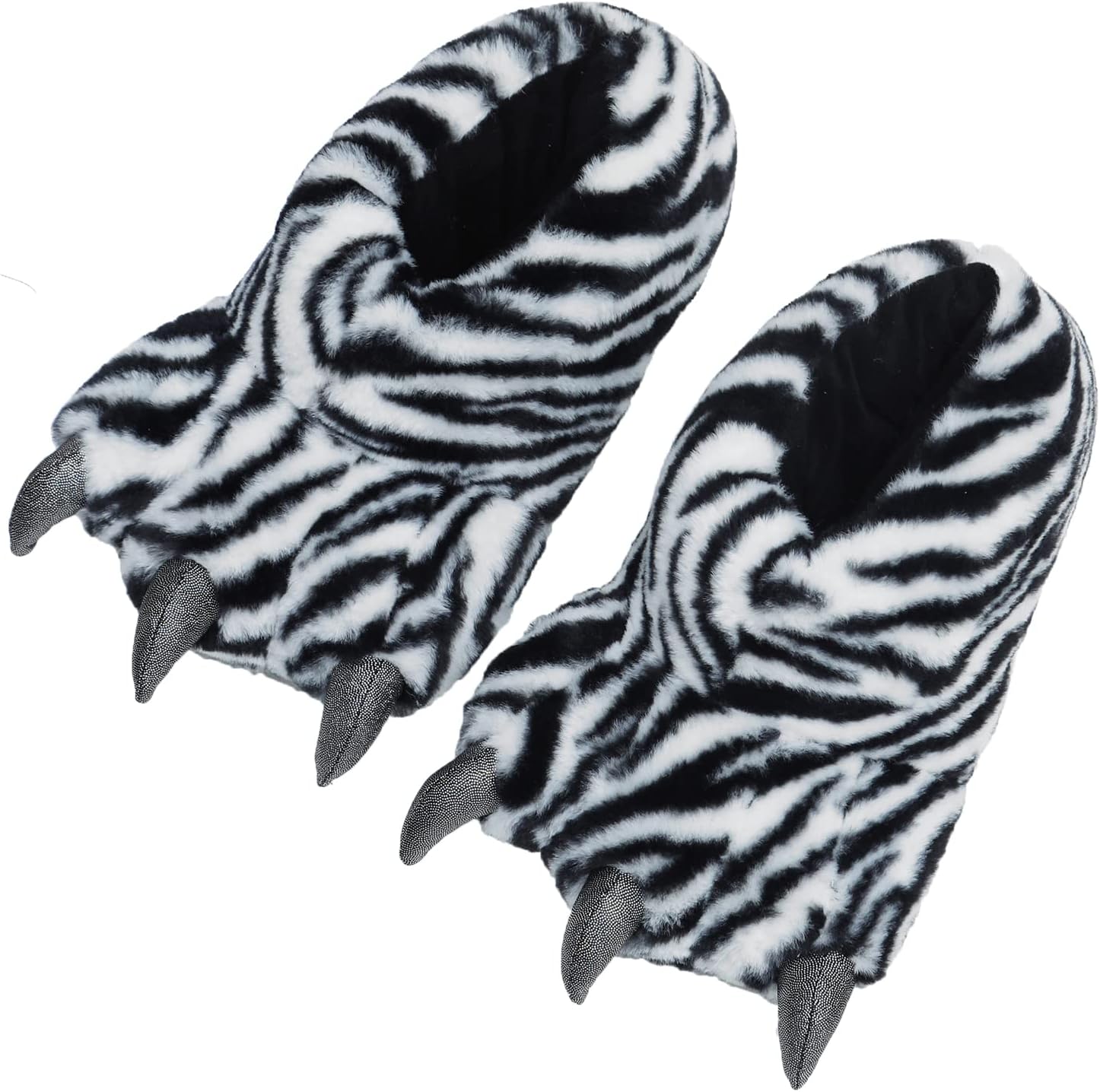 

Мужские домашние тапочки YESBOR с милыми плюшевыми лапами и когтями, костюмированные пушистые животные для Хэллоуина, Zebra