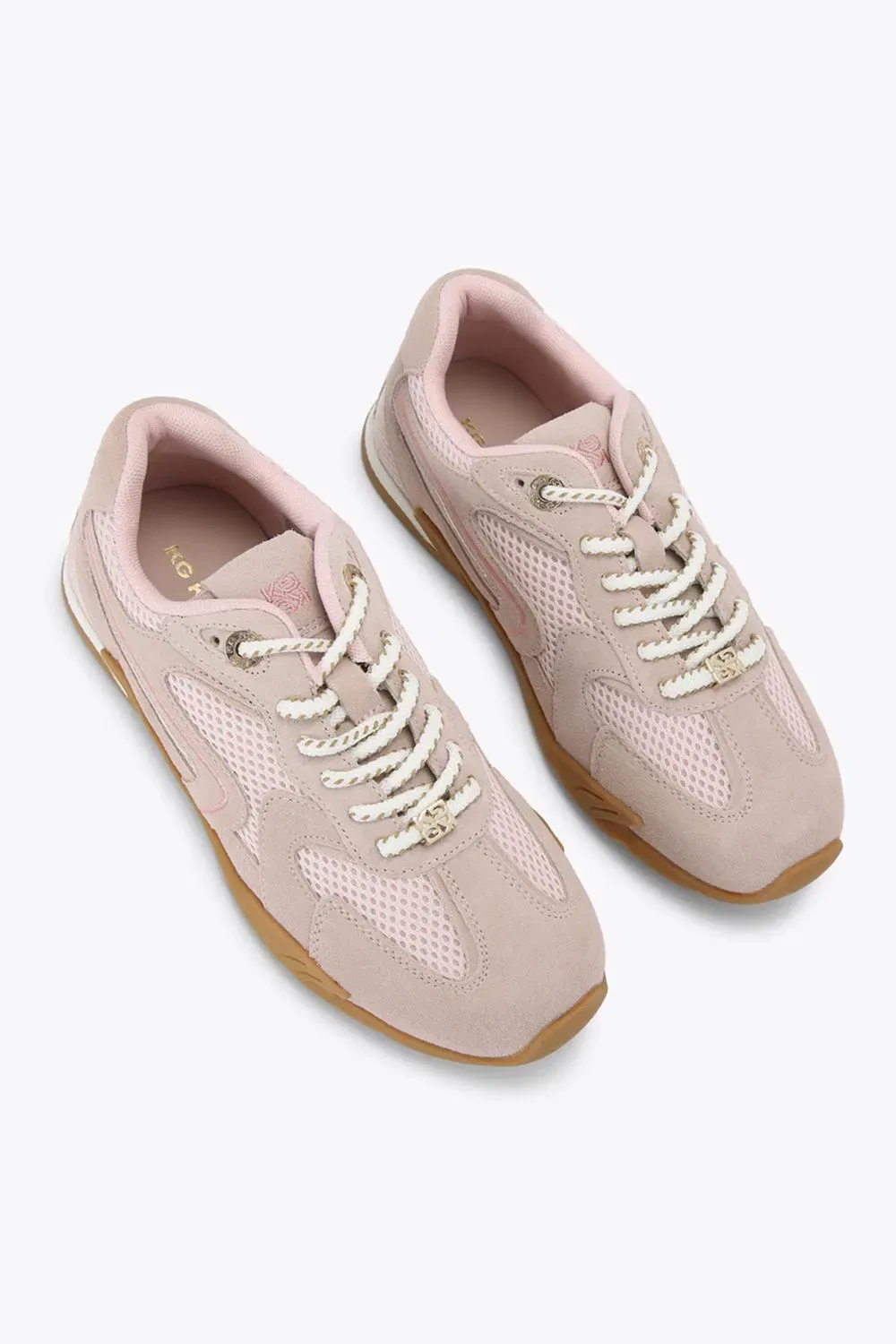 Кроссовки на шнуровке из замши Kg Kurt Geiger, розовый — фото 2